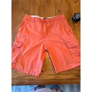 Mens Cargo Shorts Size 36 Orange Cotton Casual Outdoor Summer